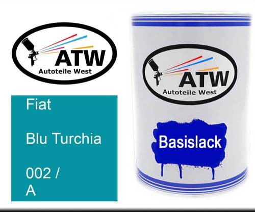 Fiat, Blu Turchia, 002 / A: 500ml Lackdose, von ATW Autoteile West.